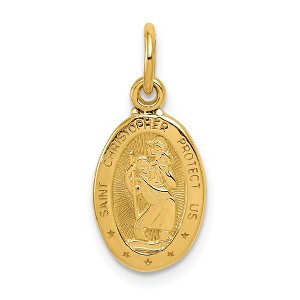 Black Bow Jewelry 14k Yellow Gold Small St Christopher Medal Charm or Pendant - 1 of 4