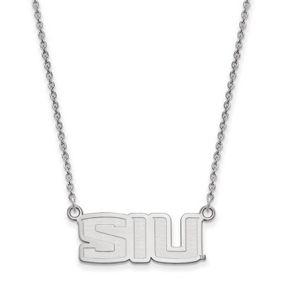 Black Bow Jewelry 10k White Gold Southern Illinois Salukis NCAA Necklace 18 Inch