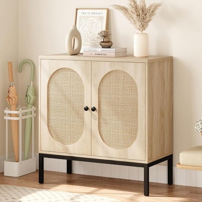 Whizmax Buffet Cabinet, Rattan Storage Cabinet With Doors And Shelves ...