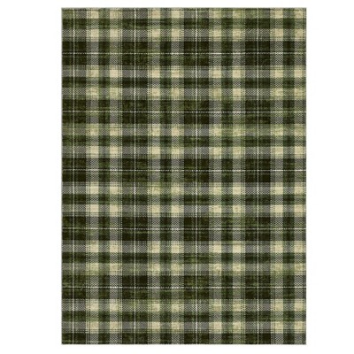 Machine Washable Indoor Modern Geometric Area Rugs Soft Low Pile Mat with Small Checkered Print