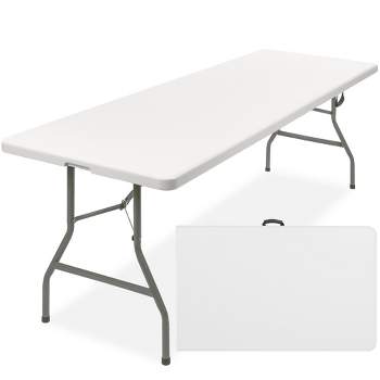 Best Choice Products 8ft Plastic Folding Table, Indoor Outdoor Heavy Duty Portable w/ Handle, Lock for Picnic