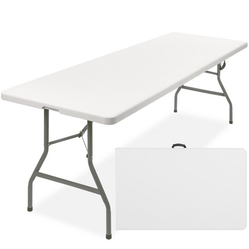 4FT Portable Folding White Trestle Table Heavy Duty Plastic Garden Party Camping 
