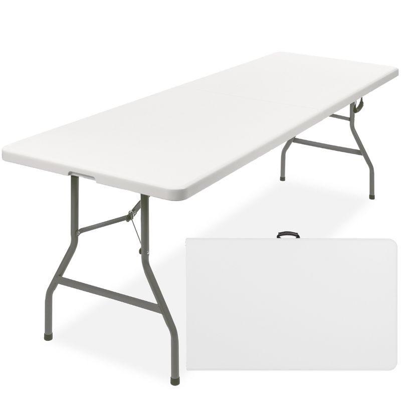 Best Choice Products 8ft Plastic Folding Table, Indoor Outdoor Heavy Duty Portable w/ Handle, Lock for Picnic, 1 of 8