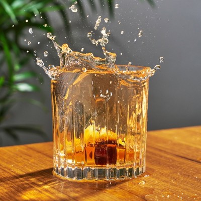 Viski Reserve European Lead-Free Crystal Rocks Glasses Set of 4