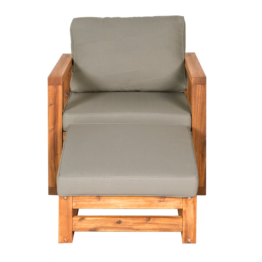 2pc Galia Open Side Chair and Ottoman with Cushions - Brown - Saracina Home