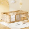 Twin Size Floor Bed with Fence Rails, Toddler Bed with Rounded Corners for Safety, Wood Frame Bed with MDF Construction-Baofuwish - 2 of 4