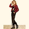 INSPIRE CHIC Women's Party Sequin Sparkle Long Sleeve Cropped Length Zipper Bomber Jacket - 3 of 4