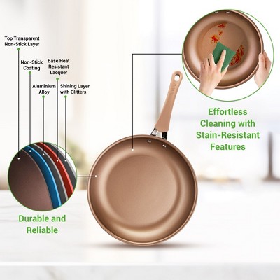 14-Piece Bronze Aluminum Non-Stick Cookware Set