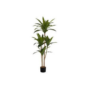 Syemin Artificial Plant Dracaena Tree Indoor Faux Fake Floor Greenery Potted Real Touch Decorative Black Pot, Green, 23.5"*23.5"*51.25" - 1 of 4