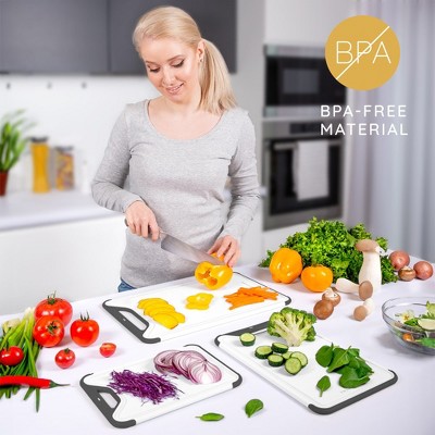 July Home White and Gray Plastic Cutting Board Set of 3