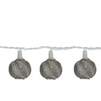 Northlight 10 Battery Operated Silver Mini Patio Lights - 7.5 ft White Wire