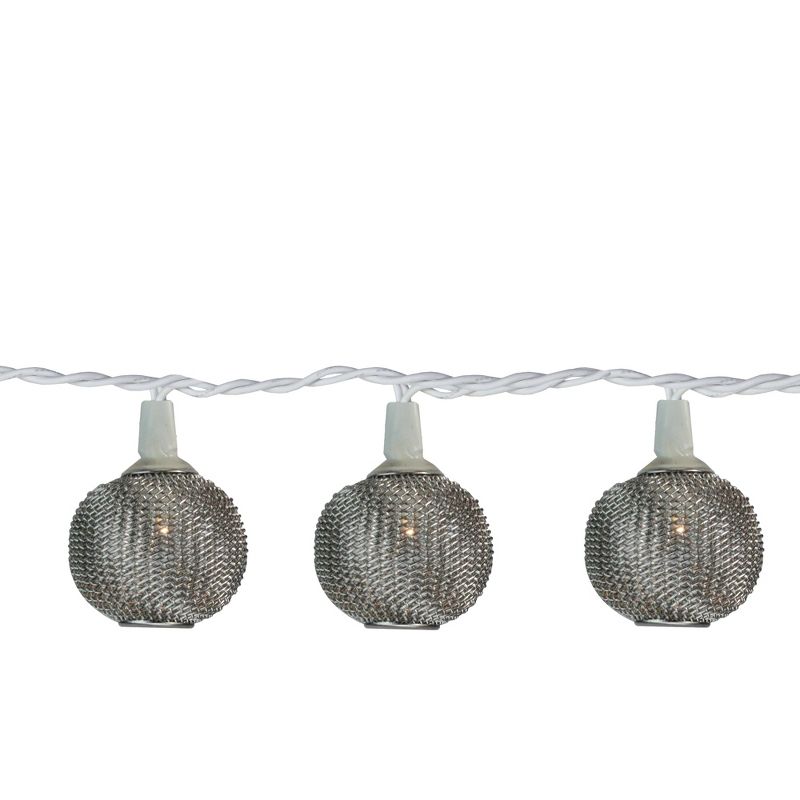 Northlight 10 Battery Operated Silver Mini Patio Lights - 7.5 ft White Wire, 1 of 5
