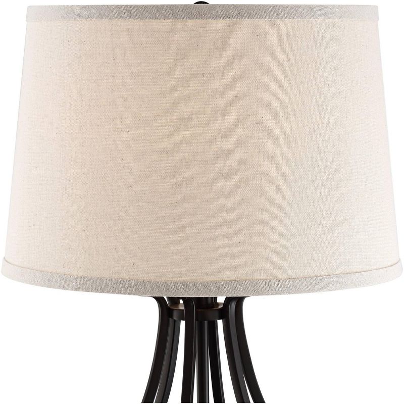 Regency Hill Hadley Modern Table Lamps Set of 2 26" High Bronze with AC Power Outlet Light Brown Drum Shade for Bedroom Living Room Bedside House Desk, 3 of 10