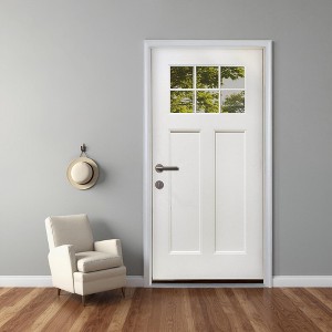 SpassWay 36"W*80"H 6-Lite 2-Panel Exterior Frosted Glass Prehung Front Entry Door Primed Interior Fiberglass Entrance Door - 1 of 4