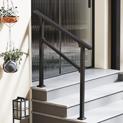 Handrails for Outdoor Steps, 3 Step Handrails and Indoor Stair Railing Kit, Height Adjustable Staircase Handrail for Seniors