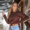 Women's Cable Knit Drawstring Hem Cropped Sweater - Cupshe - 3 of 4