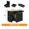 Kitchen Island With Pull Out Trash Can Storage And 3 Drawers Rolling Kitchen Island Cart On Wheels With Widen Drop Leaf Wood Top, Black - 3 of 4