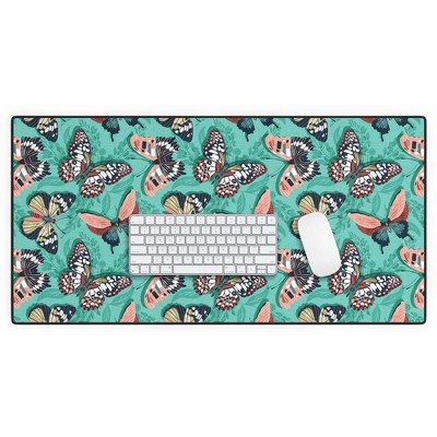 Heather Dutton Mariposa Boho Butterflies Aqua Desk Mat - Deny Designs