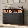 7 Drawer Dresser for Bedroom with LED Lights, Wooden Chest of Drawers with 2 Open Compartments and Charging Station for Closet, Entryway - 2 of 4