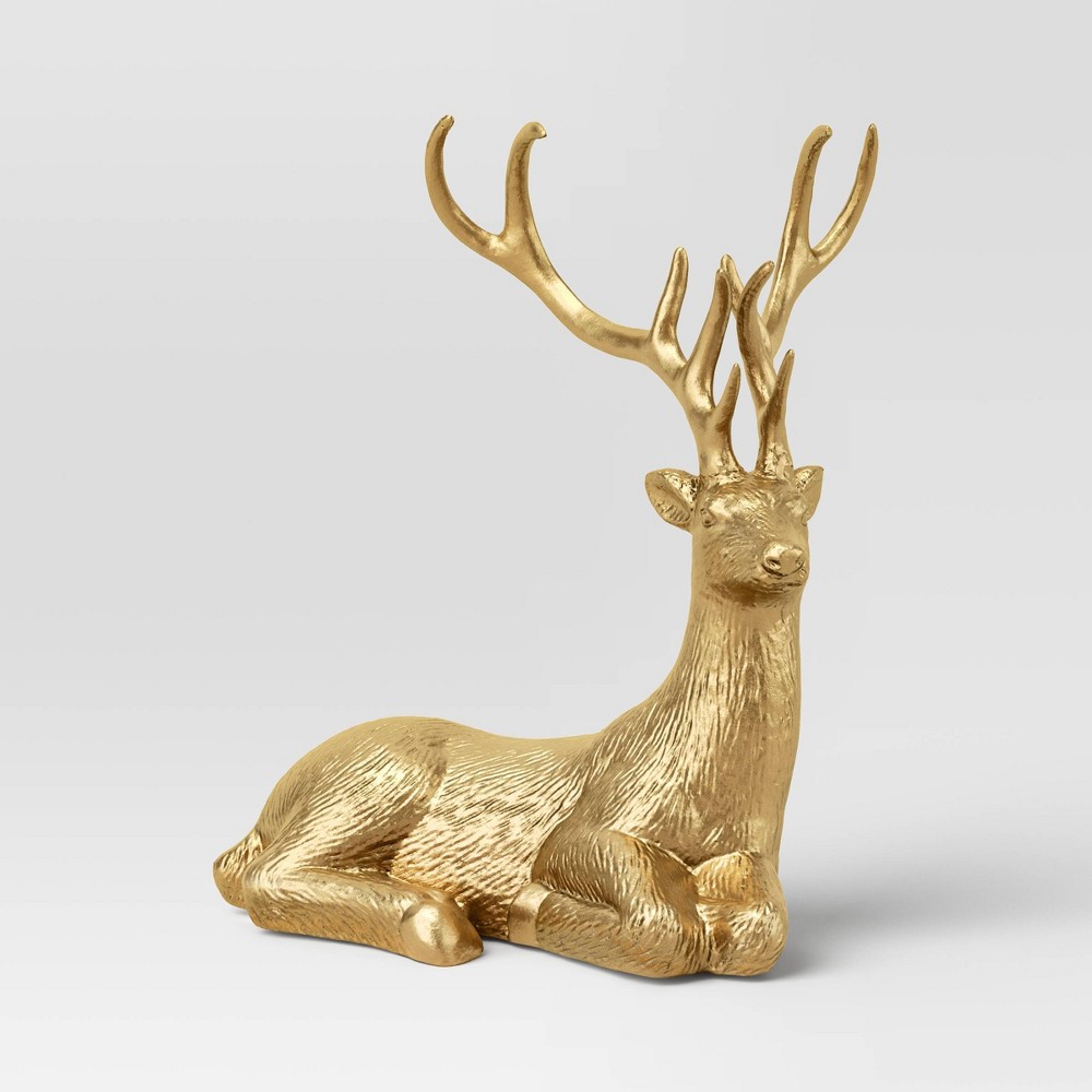 13" Sitting Deer Animal Christmas Figurine - Wondershop™ Gold