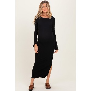Pinkblush Black Scoop Back Long Sleeve Maternity Maxi Dress - 1 of 4