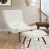 Jupiter 33.5" High Back Wide Upholstered Performance Velvet Lounge Chair Chaise and Ottoman Foot Rest Set-Maison Boucle - 2 of 4