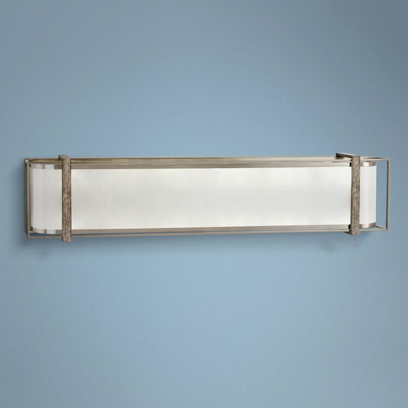 Minka Lavery Industrial Wall Light Brushed Nickel Hardwired 32" Fixture White Iris Glass Shade for Bathroom Vanity Living Room, 2 of 3
