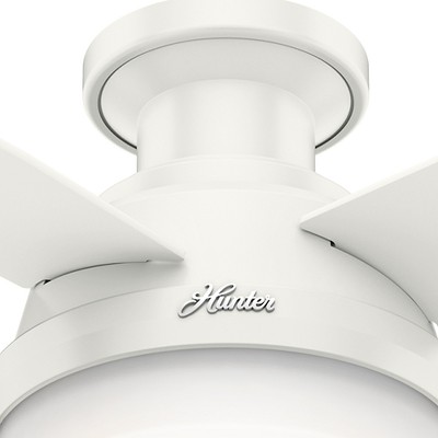 44" White Low Profile Ceiling Fan with LED Light and Remote