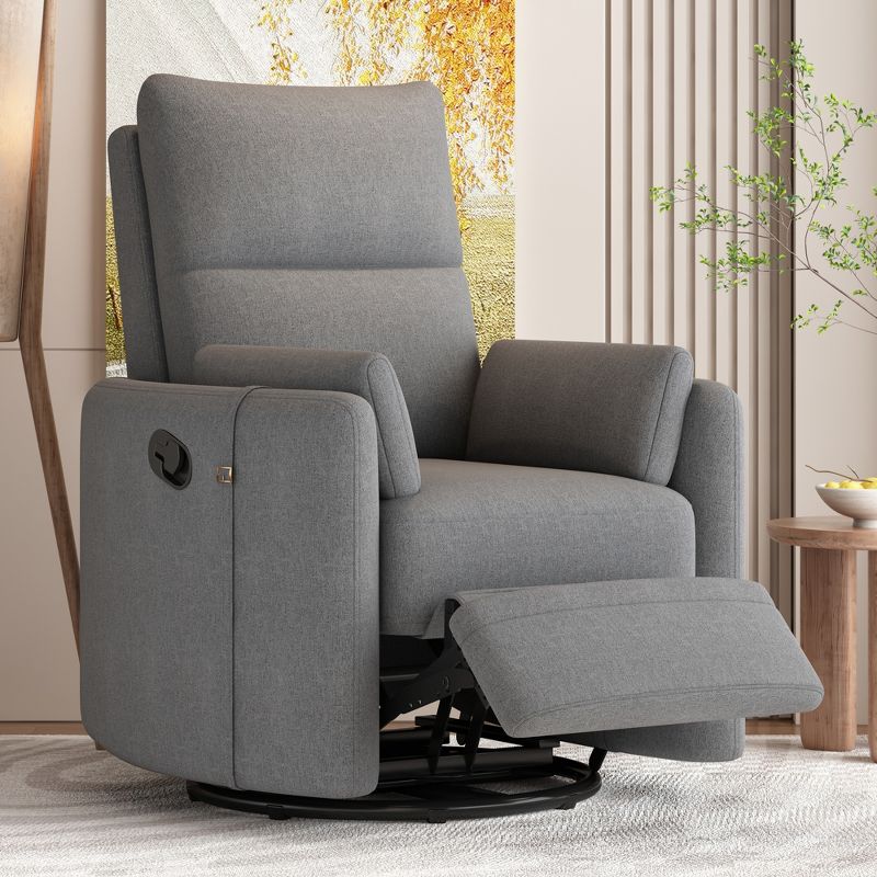 360 Degree Swivel Recliner, Manual Rocker Chair with 2 Removable Pillows - ModernLuxe, 1 of 14