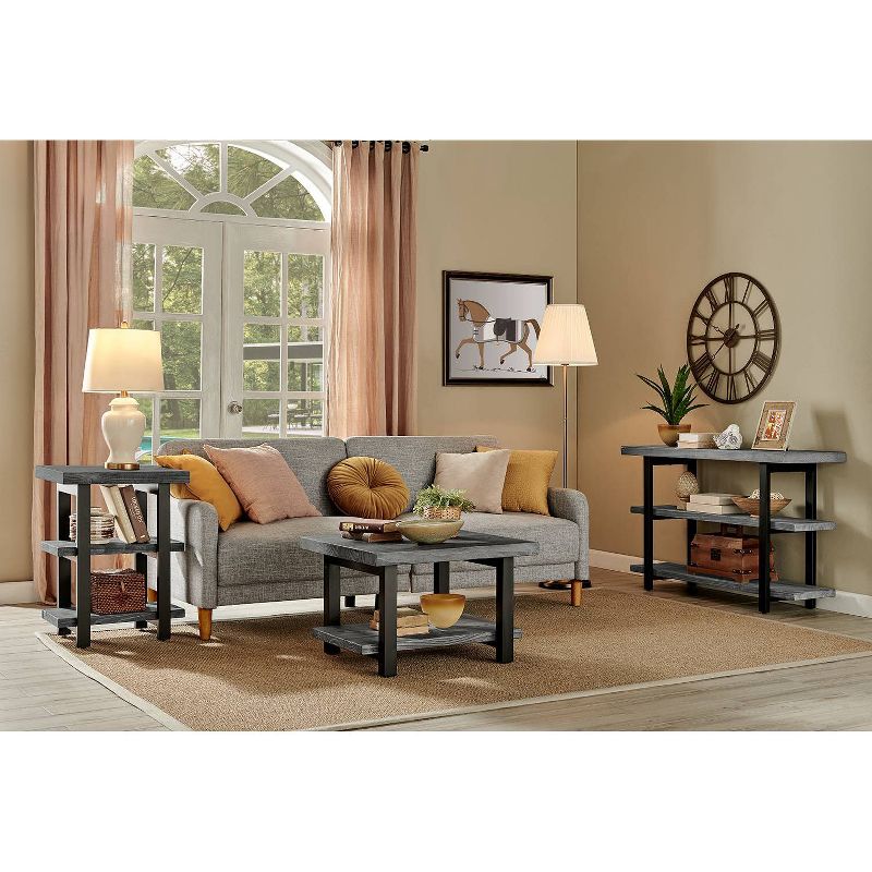 Pomona Metal and Reclaimed Wood 2 Shelf End Table Slate Gray - Alaterre Furniture, 3 of 8