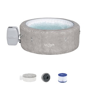 Bestway SaluSpa Zurich AirJet 2 to 4 Person Inflatable Hot Tub Round Portable Outdoor Spa with 120 Soothing Jets and Cover, Gray - 1 of 4