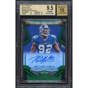 Michael Strahan 2016 Panini Certified Signatures Mirror Green #69 (ser 4/5) BGS 9.5 - 1 of 2