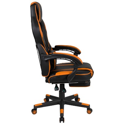 Black and Orange Reclining Gaming Chair with Massaging Lumbar
