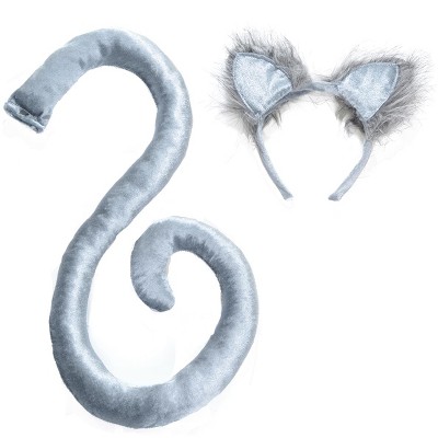 Underwraps Grey Cat Tail & Ears Adult Costume Set