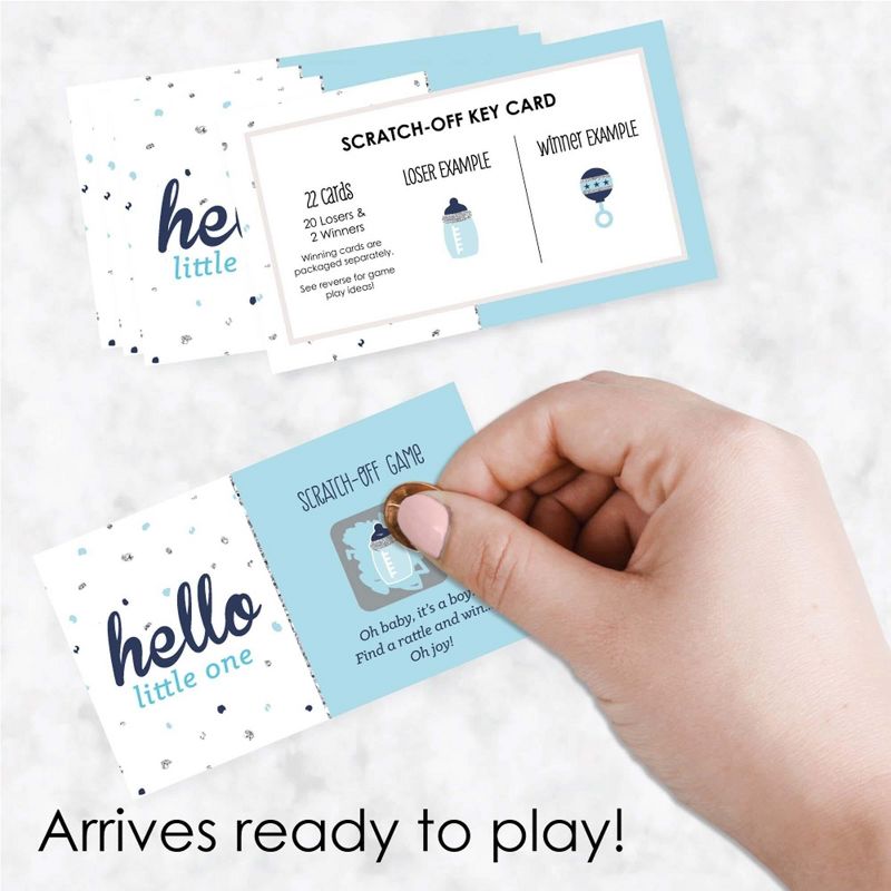 Big Dot of Happiness Hello Little One - Blue and Silver - Boy Baby Shower Game Scratch Off Cards - 22 Count, 2 of 7