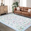 Floral Rug for Room Washable Area Rug Vintage Boho Throw Rugs Non Slip Low Pile Carpet - 3 of 4