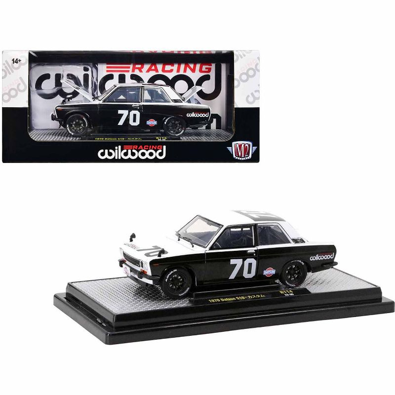 1970 Datsun 510 #70 Black and White "Wilwood Racing" Limited Edition to 6000 pieces 1/24 Diecast Model Car by M2 Machines, 1 of 4