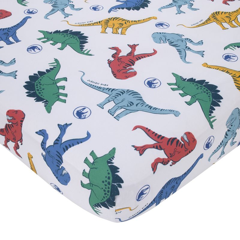 Universal Jurassic World Wild and Free Blue, Green, and Yellow 2 Piece Toddler Sheet Set - Fitted Bottom Sheet and Reversible Pillowcase, 2 of 7