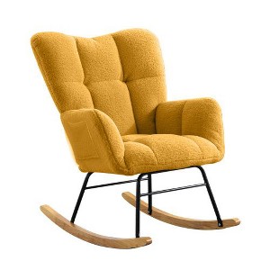 NicBex Velvet Glider Rocking Chair, Upholstered Nursery Rocking Chairs with High Backrest,Modern Rocking Chair,Nursing Chair for Bedroom - 1 of 4