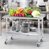 Stainless Steel Table for Prep with Backsplash, Adjustable Undershelf & 4 Locking Caster Wheels, Commercial Worktable for Restaurant Kitchen - 2 of 4