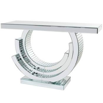Contemporary Glass Abstract Console Table Silver - Olivia & May