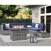 LayinSun 8 Piece Patio Furniture Set with 44" Propane Gas Fire Pit Table, Outdoor Sectional Conversation Set Wicker Rattan Sofa Set - 2 of 4