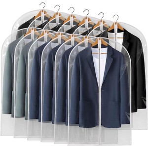 Clear Plastic Garment Bags, Waterproof Zippered Covers for Coats, Jackets & Shirts - 1 of 4