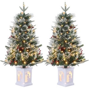 3 Ft Pre-Lit Artificial Christmas Tree with 78 Battery-Powered LED Lights & Illuminated Base, Indoor/Outdoor Holiday Decor for Home Yard Office - 1 of 4