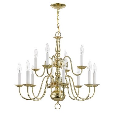 Williamsburgh Polished Brass 12-Light Colonial Chandelier