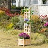 Lirago Wooden Raised Garden Bed with Trellis Outdoor Planter Box with Drainage Slots for Climbing Plants and Flowers 11.5"Dx11.75"Wx49.25"H - 2 of 4