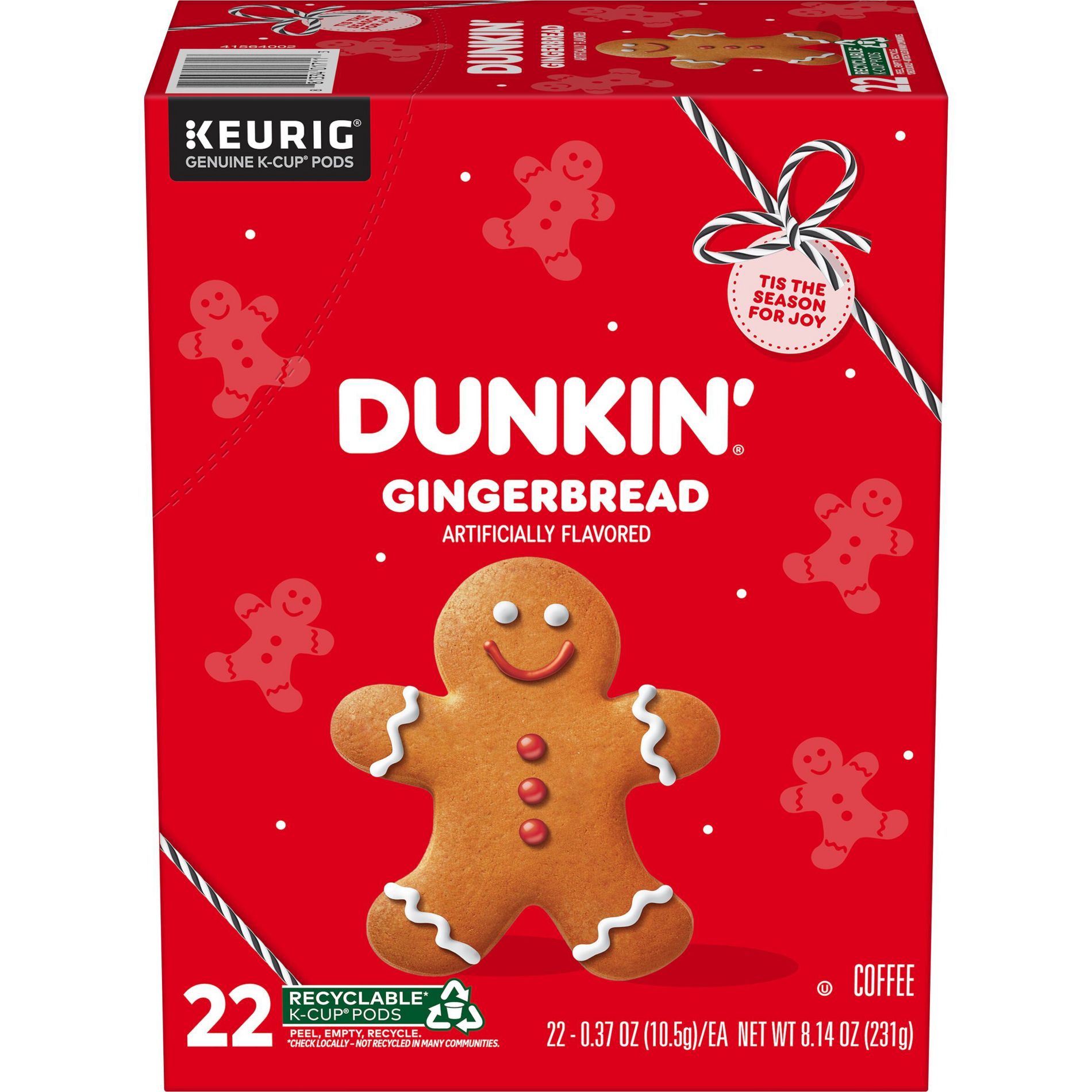 Dunkin' Gingerbread Artificially Flavored Medium Roast Keurig K-Cup Coffee Pods - 22ct