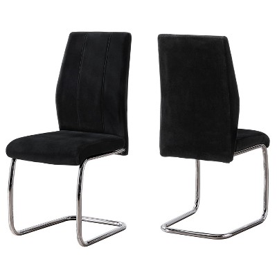 Monarch Specialties Dining Chair Set Of 2 Side Upholstered Kitchen Dining Room Velvet Metal Black Chrome Contemporary Modern