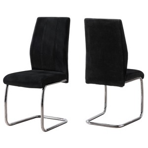 Monarch Specialties Dining Chair Set Of 2 Side Upholstered Kitchen Dining Room Velvet Metal Black Chrome Contemporary Modern - 1 of 4