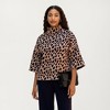 Anna-Kaci Women’s Leopard Print Knit Top with High Mock Neck, Wide Long Sleeves and Textured Finish for a Relaxed, Stylish Silhouette - 2 of 4